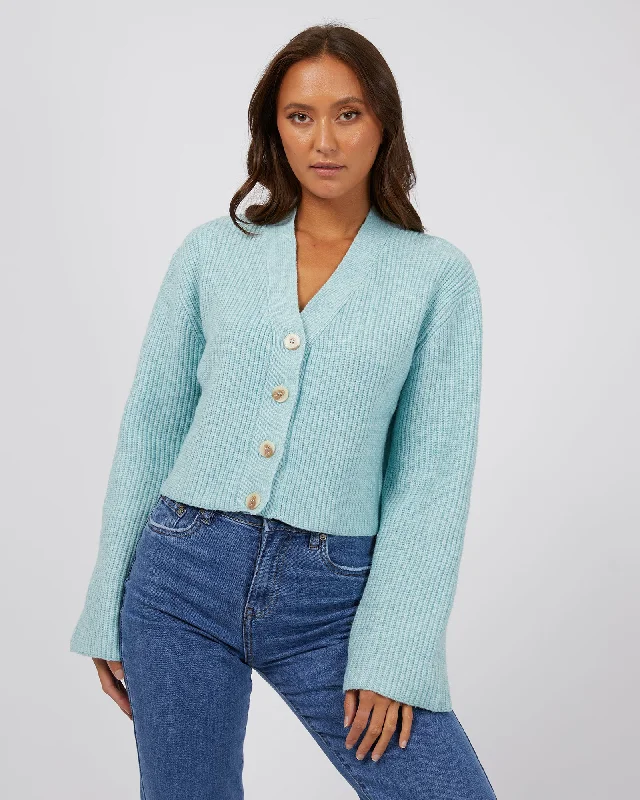 Women's Blouse with High CollarSilent Theory Eden Knit Cardi Seafoam