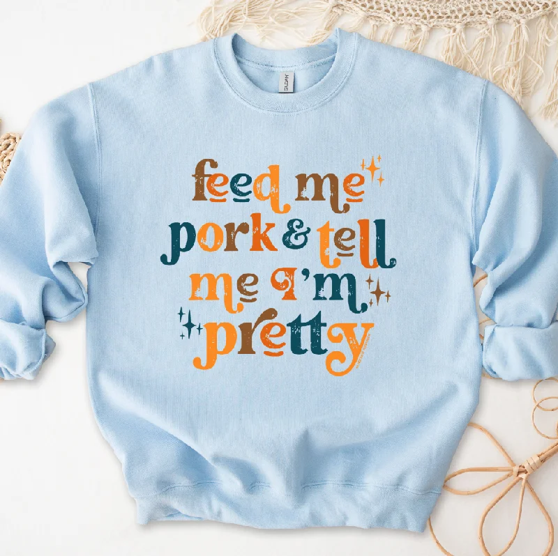 Women's Blouse with Mandarin CollarFeed Me Pork And Tell Me I'm Pretty Crewneck (S-3XL) - Multiple Colors! Women's Blouse with Mandarin CollarFeed Me Pork And Tell Me I'm Pretty Crewneck (S-3XL) - Multiple Colors!