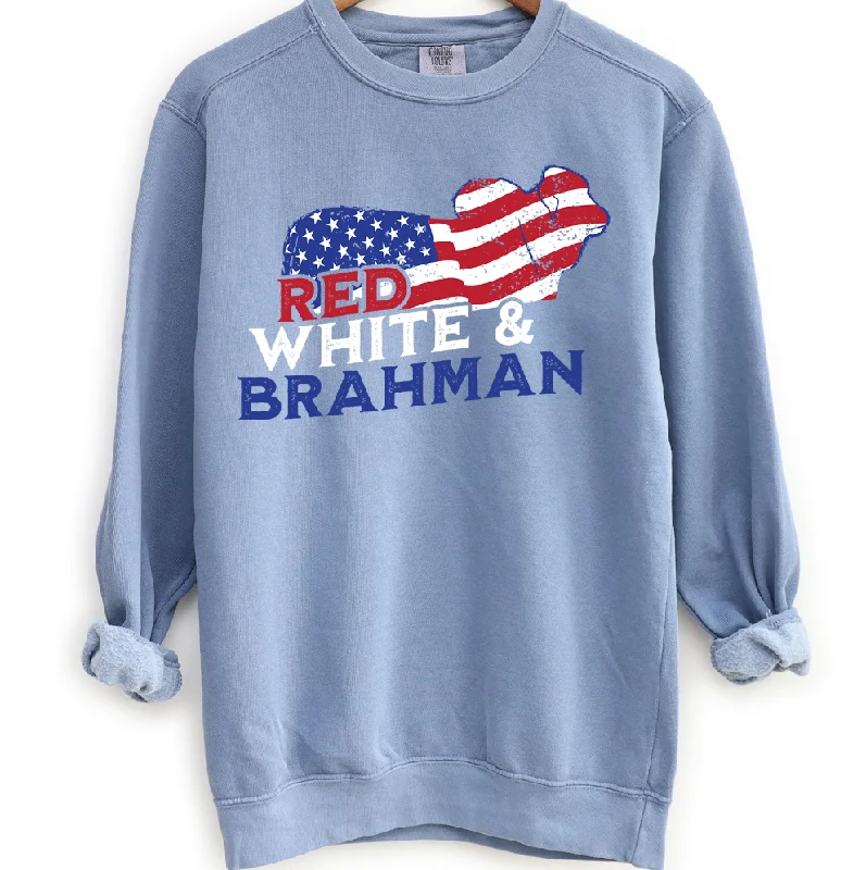 Women's Blouse with V-Shaped CollarRed White Brahman Crewneck (S-3XL) - Multiple Colors!