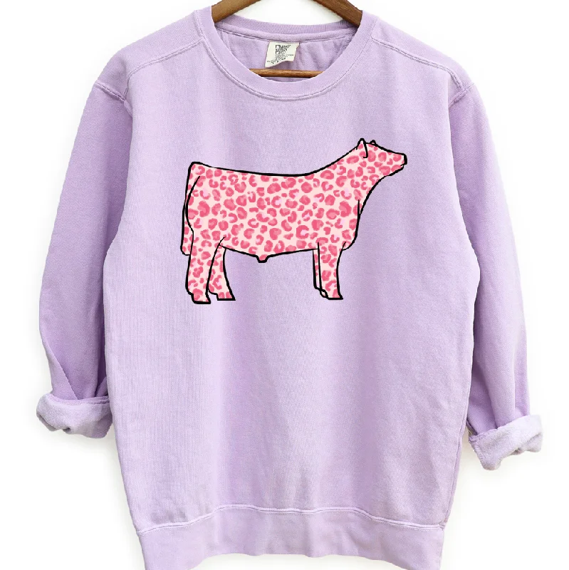 Women's Blouse with V-Shaped CollarPink Cheetah Steer Crewneck (S-3XL) - Multiple Colors!
