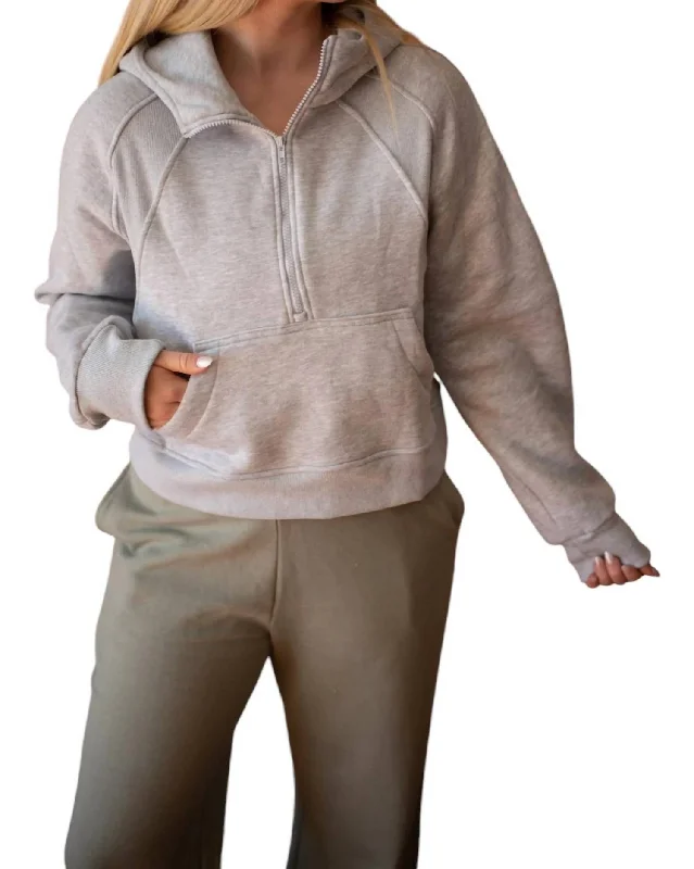 Women's Blouse with Lapel CollarThat One I Wanted Cropped Hoodie In Heather Gray