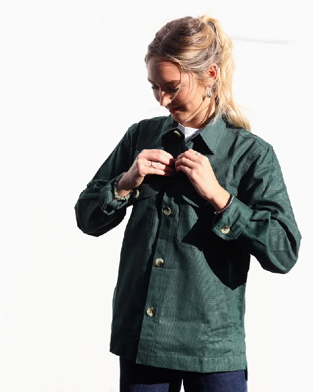 Women's Blouse with Wide CollarWorkwear jacket | Bottle Green