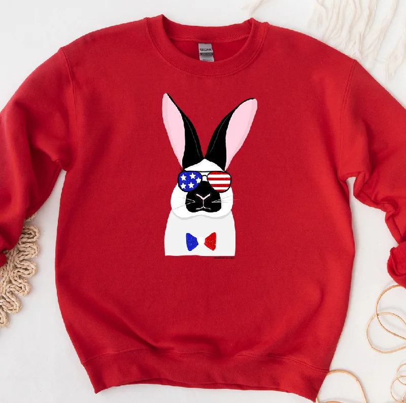 Women's Patterned BlouseRed White and Blue Rabbit Crewneck (S-3XL) - Multiple Colors!