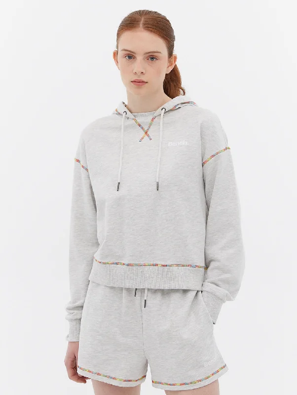 Women's Blouse for HolidayFrench Terry Cropped Hoodie with Multi Colour Stitch