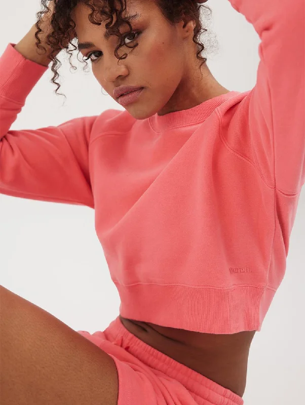 Women's Blouse with High CollarWomens Crown Eco-Fleece Cropped Crew Neck Sweatshirt