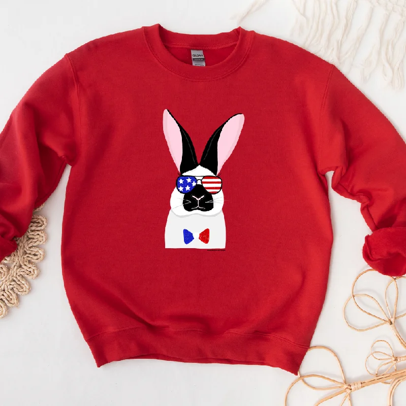 Women's Blouse with Keyhole CollarRed White Blue Rabbit Crewneck (S-3XL) - Multiple Colors!