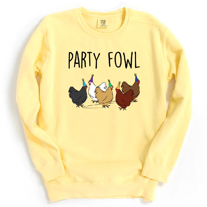 Women's Blouse with Asymmetrical HemParty Fowl Crewneck (S-3XL) - Multiple Colors!