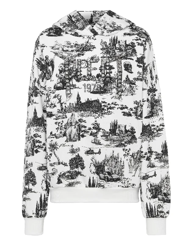 Women's Blouse with Low CollarHoodie sweatshirt Crystal Stones En PLEIN air
