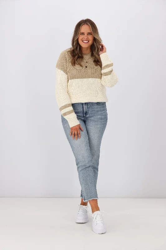 Women's Blouse with RufflesFoxwood Sophie Knit Crew Oat White