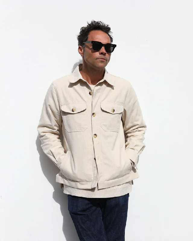 Women's Blouse with V-Shaped CollarWorkwear Jacket | Oat