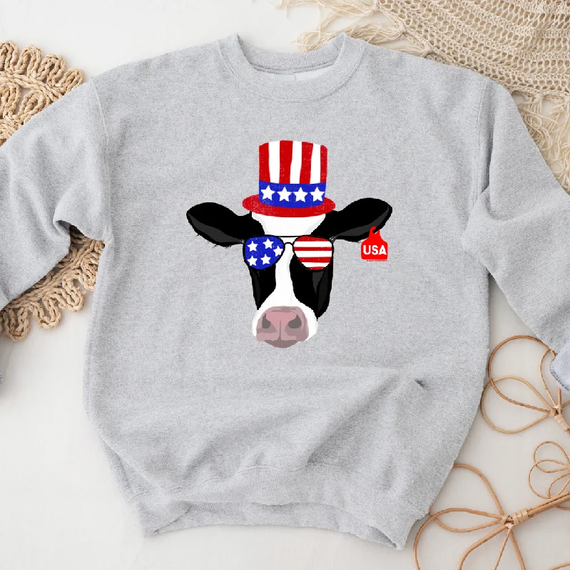Women's Blouse for ChurchRed White And Blue Dairy Cow Crewneck (S-3XL) - Multiple Colors!