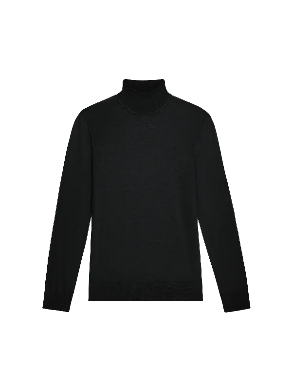 Women's Blouse with Narrow CollarWomen’s Regenerative Merino Wool Turtleneck Sweater—black