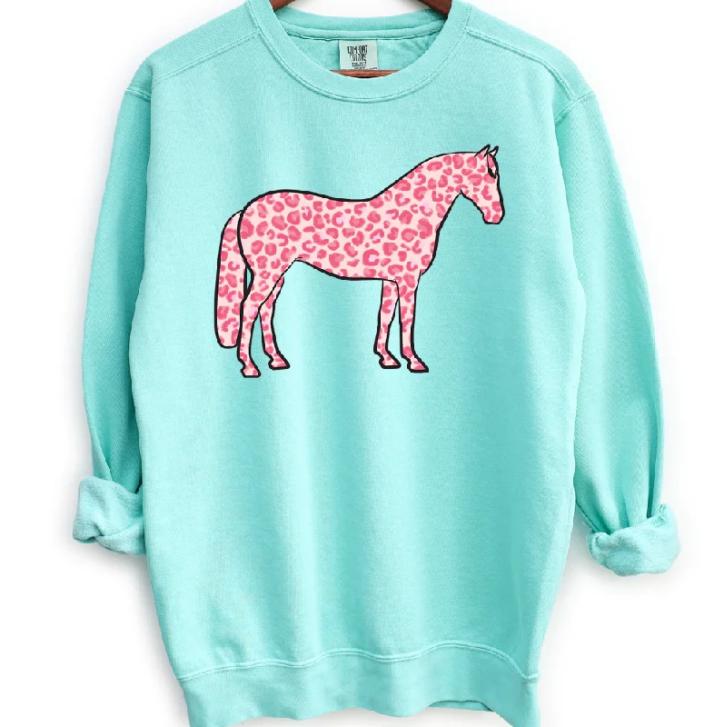 Women's Blouse with Shawl CollarPink Cheetah Horse Crewneck (S-3XL) - Multiple Colors!