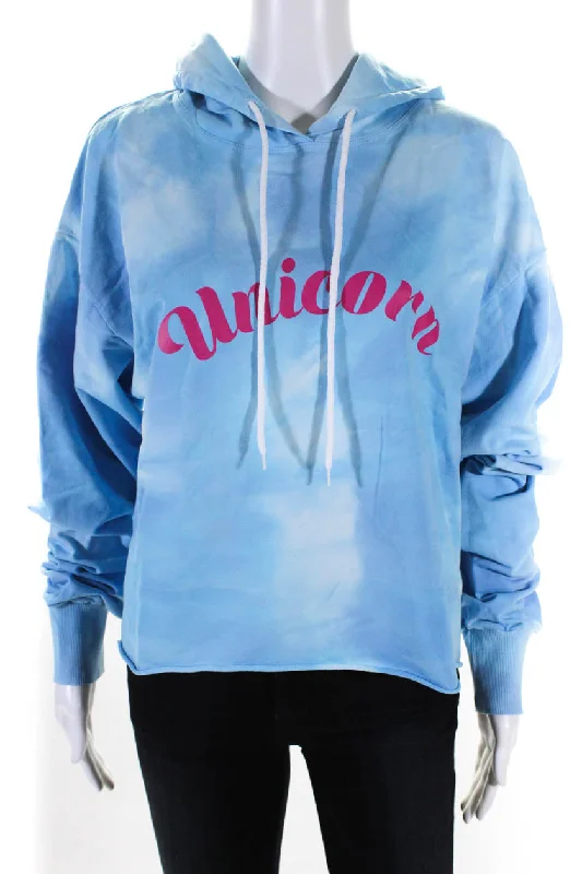 Women's Blouse with High CollarIreneisgood Womens Crop Hoodie - Blue