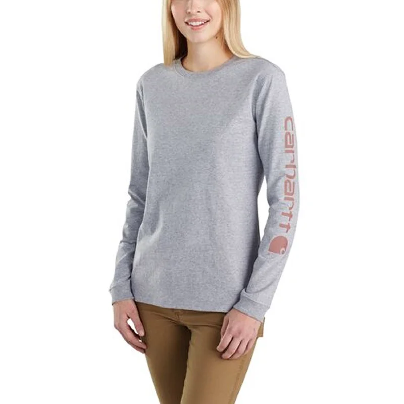 Women's Blouse with Shawl CollarCarhartt Women's Heavyweight Long Sleeve Logo T-Shirt_Heather Grey