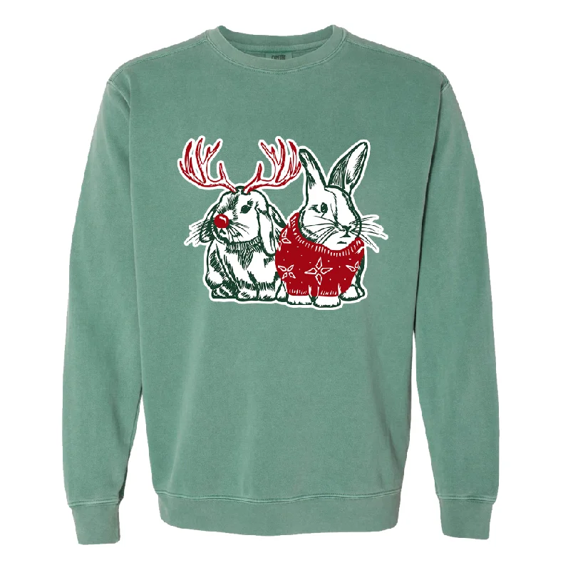 Women's Blouse with Long LengthHoliday Rabbit Duo Crewneck (S-3XL) - Multiple Colors!