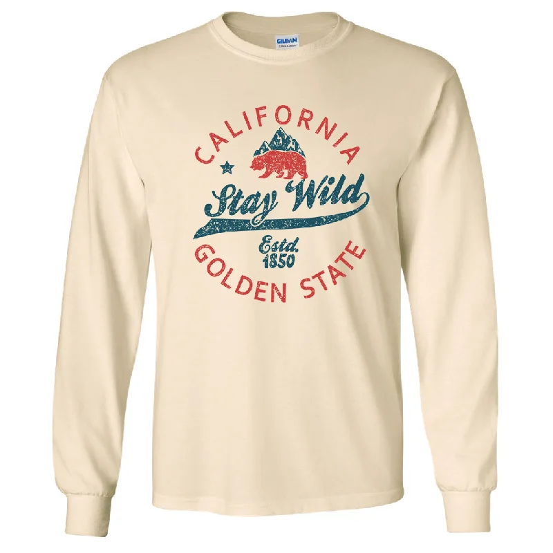 Women's Blouse with High CollarCalifornia Stay Wild Long Sleeve Shirt