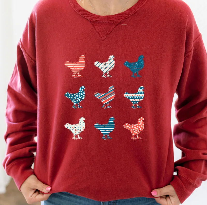 Women's Blouse with Low CollarPatriotic Bundle Chicken Crewneck (S-3XL) - Multiple Colors!
