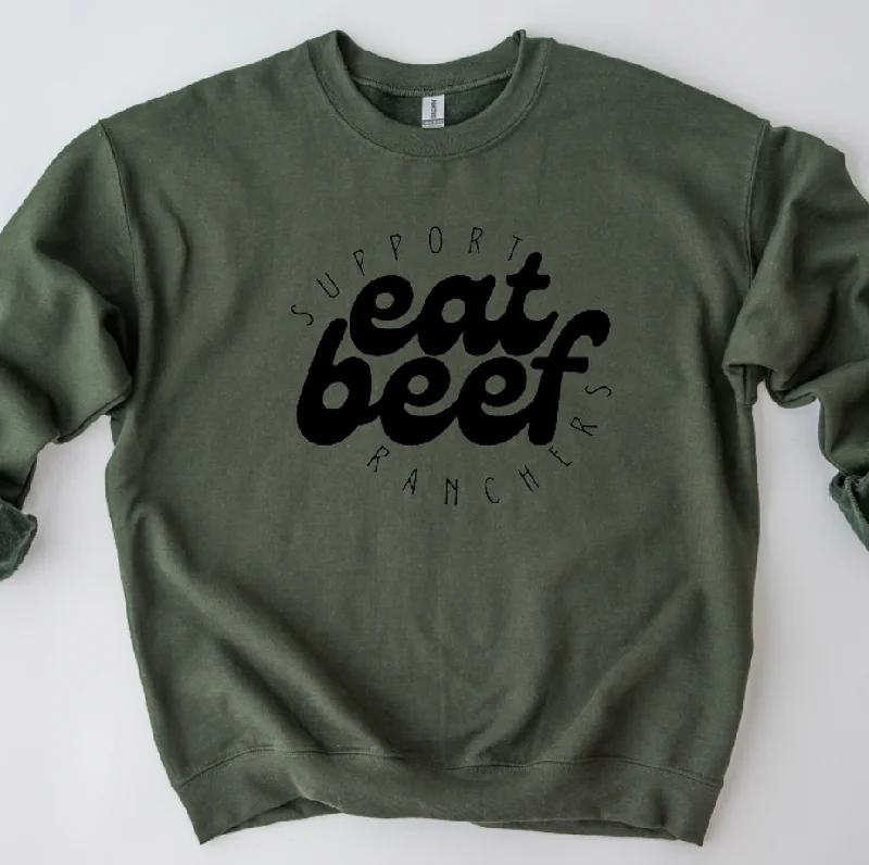 Women's Blouse with U-Shaped CollarSupport Ranchers Eat Beef Crewneck (S-3XL) - Multiple Colors!