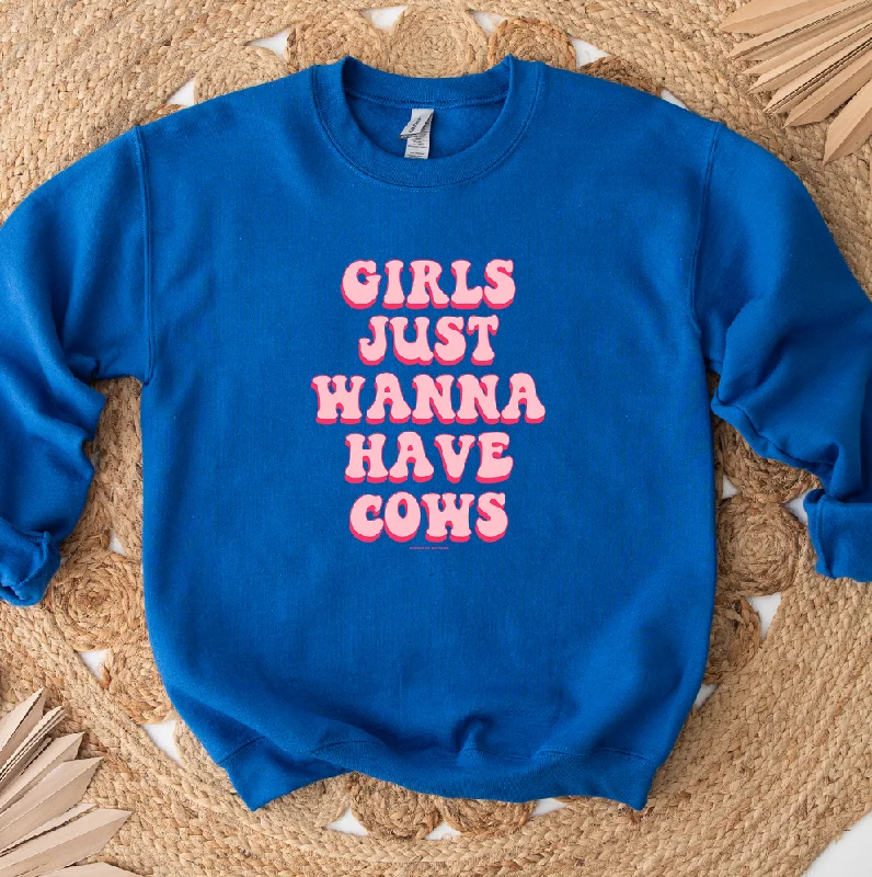 Women's Blouse with Shirt CollarGirls Just Wanna Have Cows Crewneck (S-3XL) - Multiple Colors! Women's Blouse with Shirt CollarGirls Just Wanna Have Cows Crewneck (S-3XL) - Multiple Colors!
