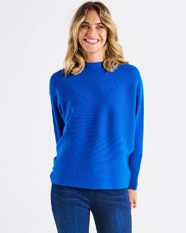 Women's Blouse with Keyhole CollarBetty Basics Alicia Knit Jumper Ultramarine