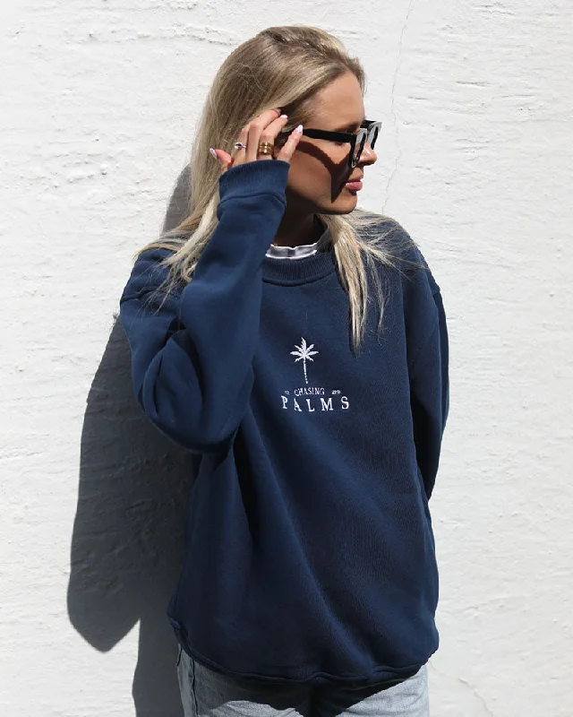 Women's Blouse with Low CollarChasing Palms | Dropped Shoulder sweatshirt