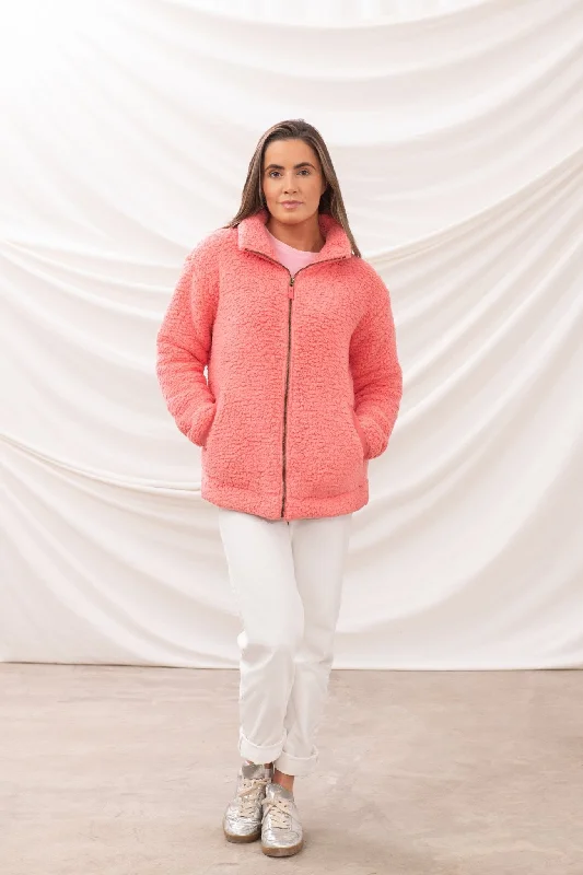 Women's Blouse for OfficeSeashell Full Zip Sherpa Fleece - Sugar Coral