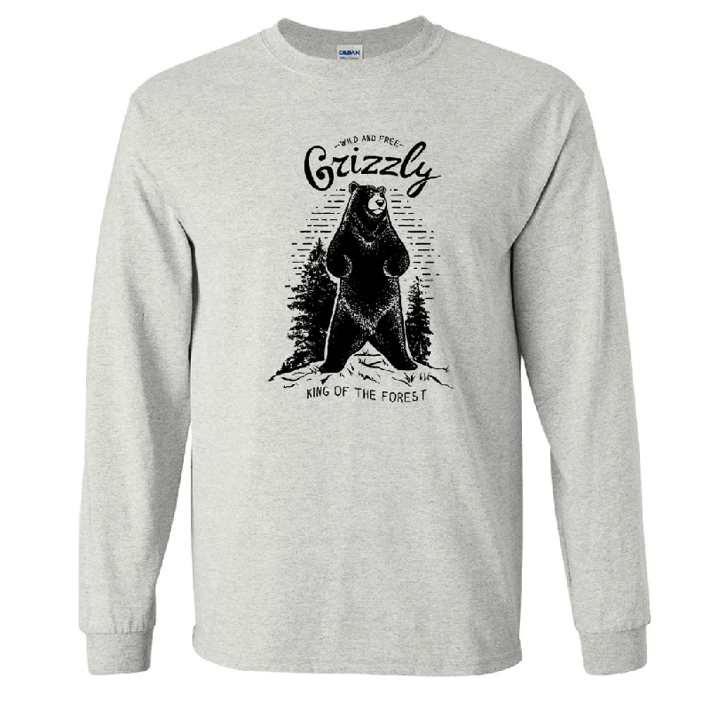 Women's Blouse with V-Shaped CollarWild And Free Grizzly Long Sleeve Shirt