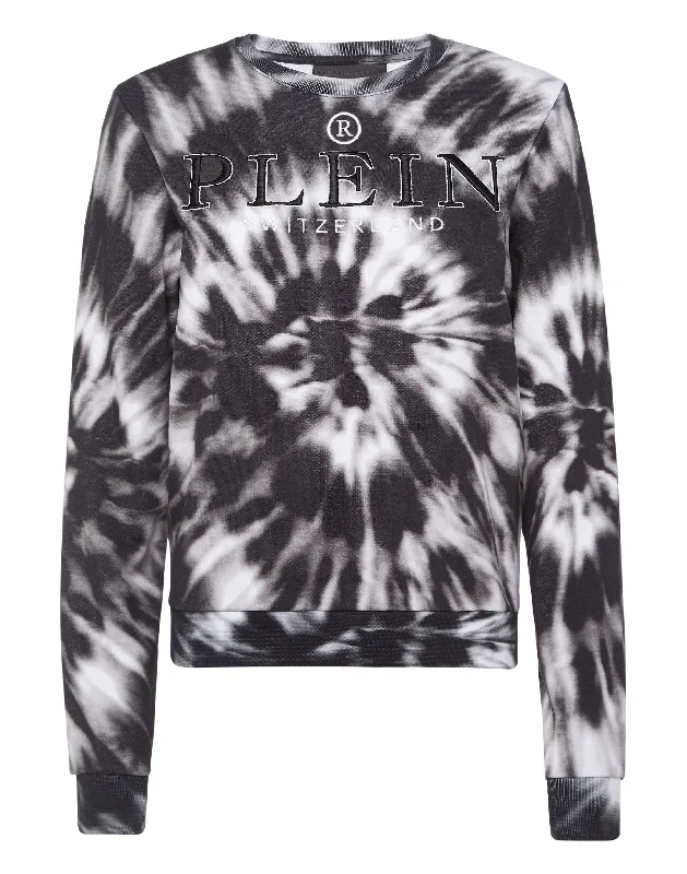 Women's Blouse with Keyhole CollarSweatshirt LS Tie dye