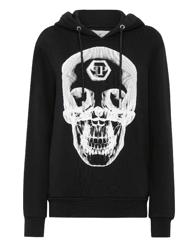 Women's Blouse with Shawl CollarHoodie Sweatjacket Skull