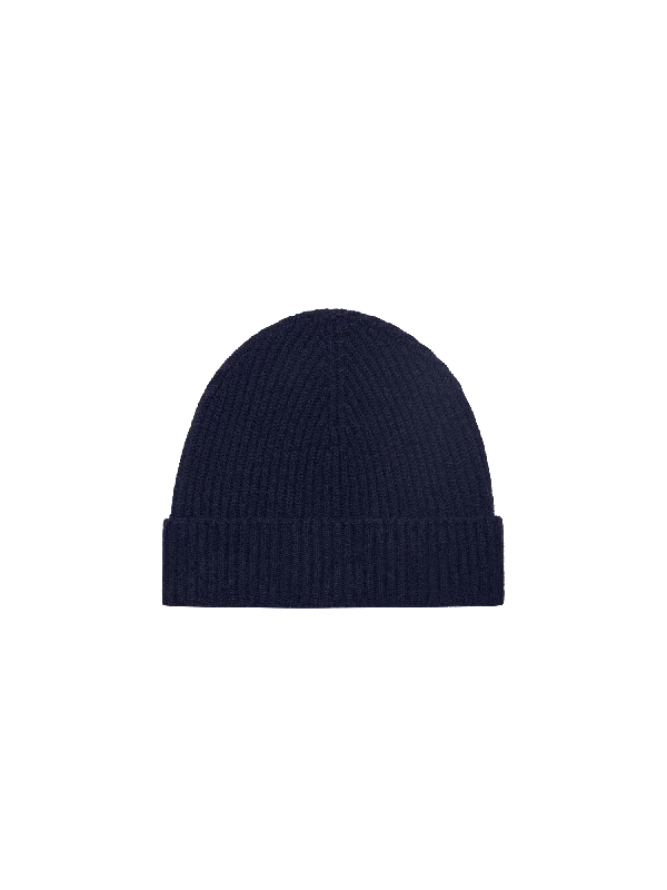 Women's Blouse with Sweetheart CollarCashmere Ribbed Beanie—dark navy
