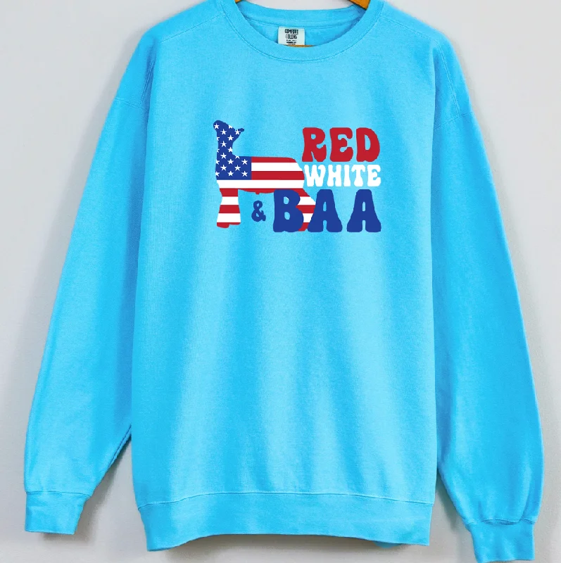 Women's Blouse with BeltRed White and Baa Lamb Crewneck (S-3XL) - Multiple Colors!