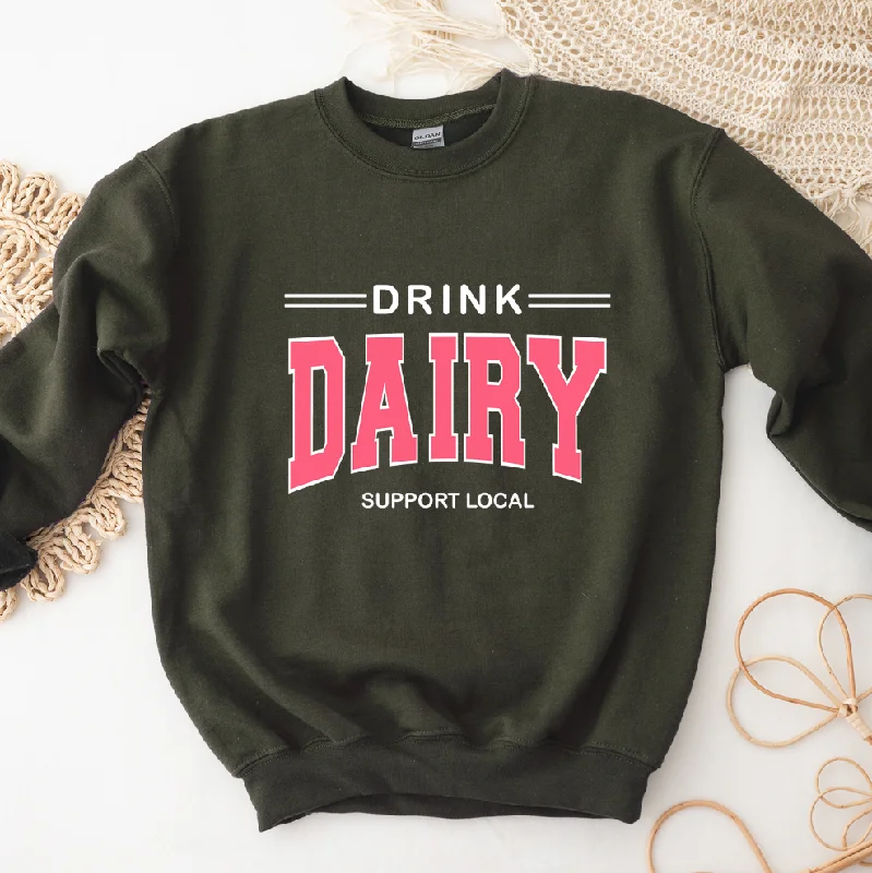 Women's Blouse with Shawl CollarDrink Dairy Support Local PINK Crewneck (S-3XL) - Multiple Colors! Women's Blouse with Shawl CollarDrink Dairy Support Local PINK Crewneck (S-3XL) - Multiple Colors!