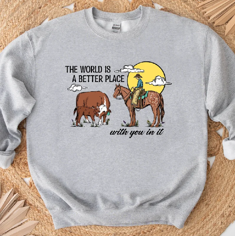 Women's Blouse with Long SleevesThe World Is A Better Place Crewneck (S-3XL) - Multiple Colors!