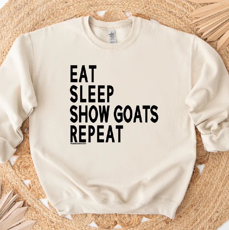 Women's Blouse for HolidayEat Sleep Show Goats Repeat Crewneck (S-3XL) - Multiple Colors!