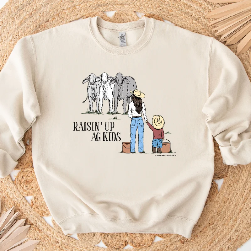 Women's Blouse with Cap SleevesRaisin Up Ag Kids Cattle Crewneck (S-3XL) - Multiple Colors!