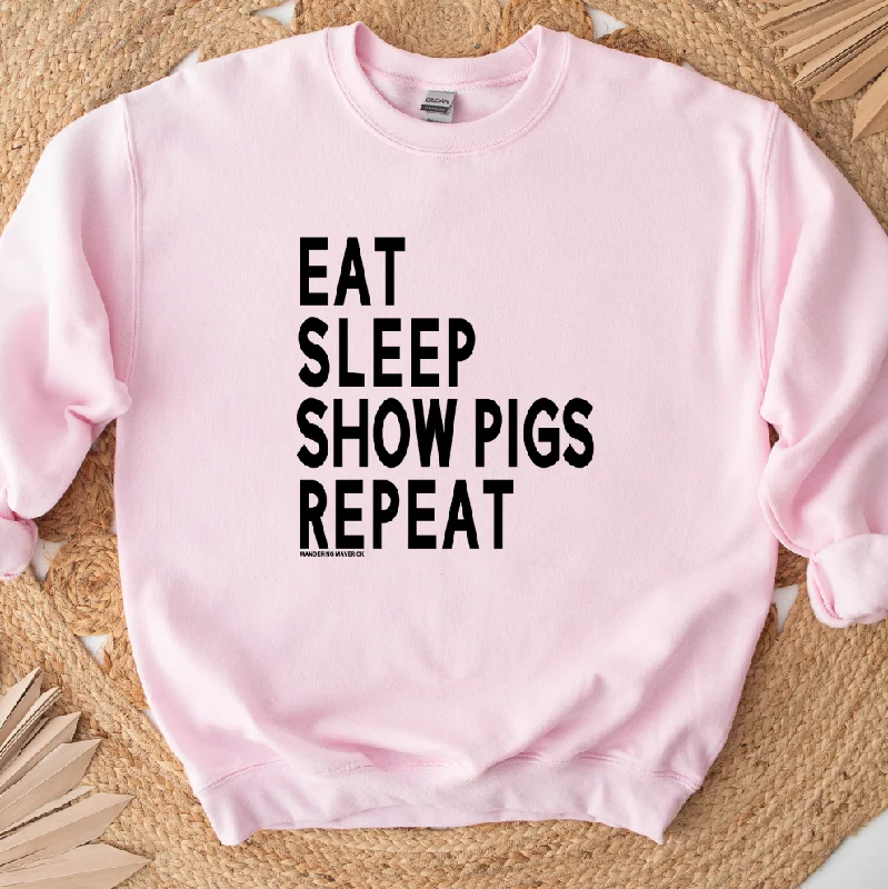 Women's Blouse with Narrow CollarEat Sleep Show Pigs Repeat Crewneck (S-3XL) - Multiple Colors! Women's Blouse with Narrow CollarEat Sleep Show Pigs Repeat Crewneck (S-3XL) - Multiple Colors!