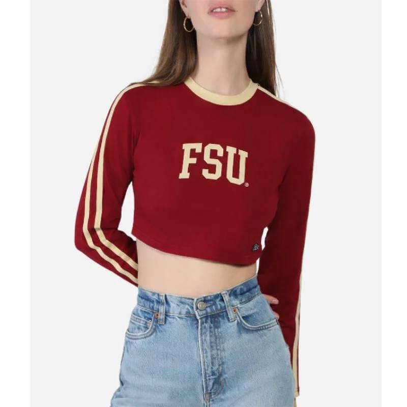 Women's Blouse with Keyhole CollarHype & Vice Women's FSU Super Crop Long Sleeve Top - Garnet/Gold Women's Blouse with Keyhole CollarHype & Vice Women's FSU Super Crop Long Sleeve Top - Garnet/Gold