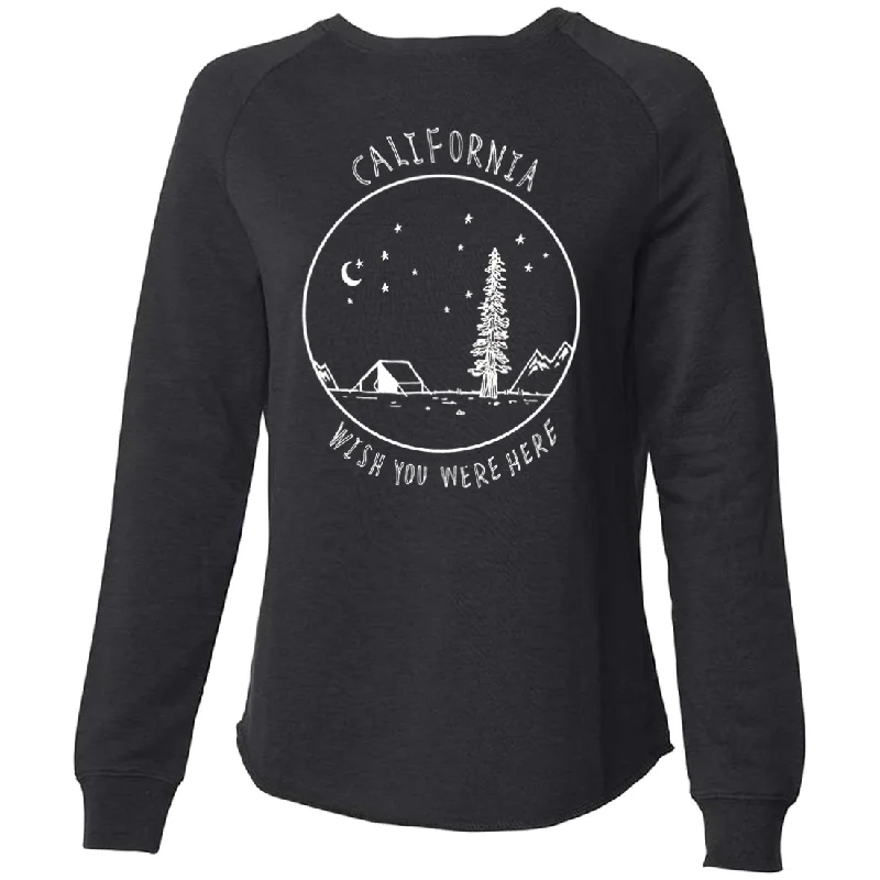 Women's Blouse with Square CollarWish You Were Here White Print Super Soft Crewneck Sweater