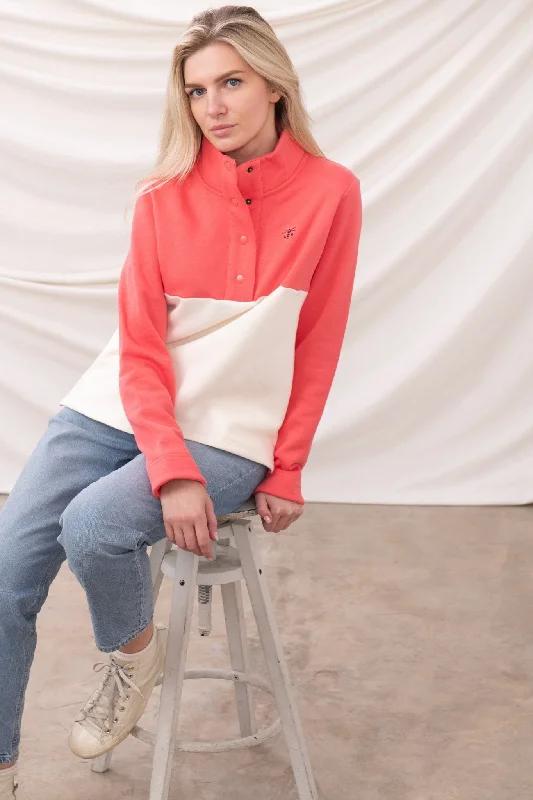 Women's Blouse with Mandarin CollarHaven Jersey - Coconut Deep Coral