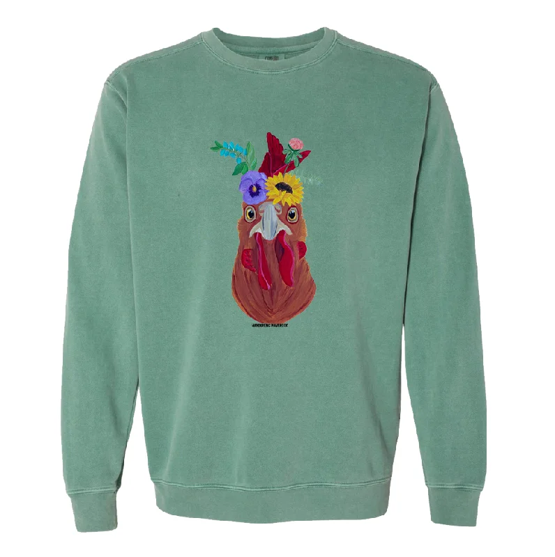 Women's Blouse with Rounded CollarChicken Flower Crewneck (S-3XL) - Multiple Colors!