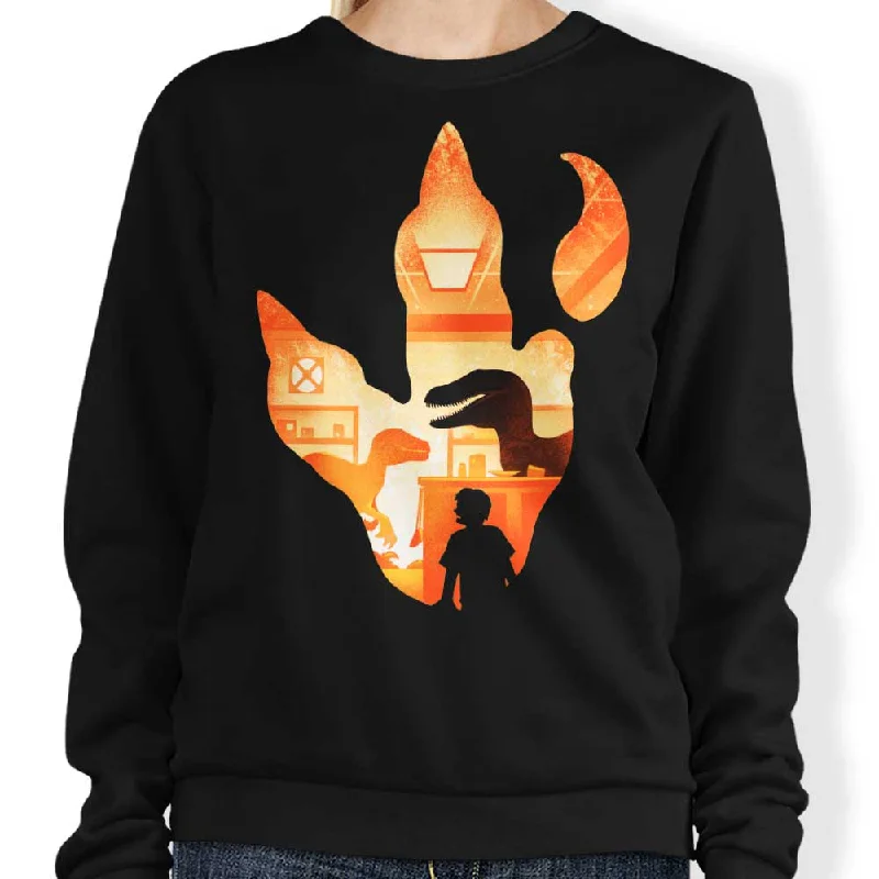 Women's Blouse with Notched CollarVelociraptor Footprint - Sweatshirt