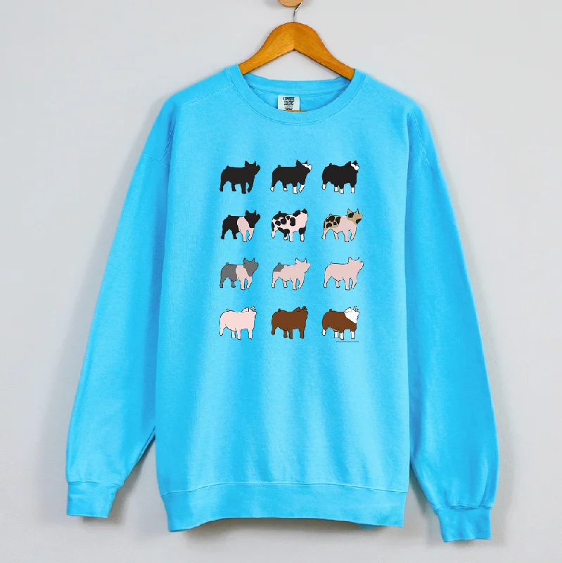 Women's Blouse with Three-Quarter SleevesPig Breeds Crewneck (S-3XL) - Multiple Colors!