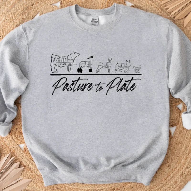 Women's Blouse with FlouncesPasture To Plate BLACK INK Crewneck (S-3XL) - Multiple Colors!
