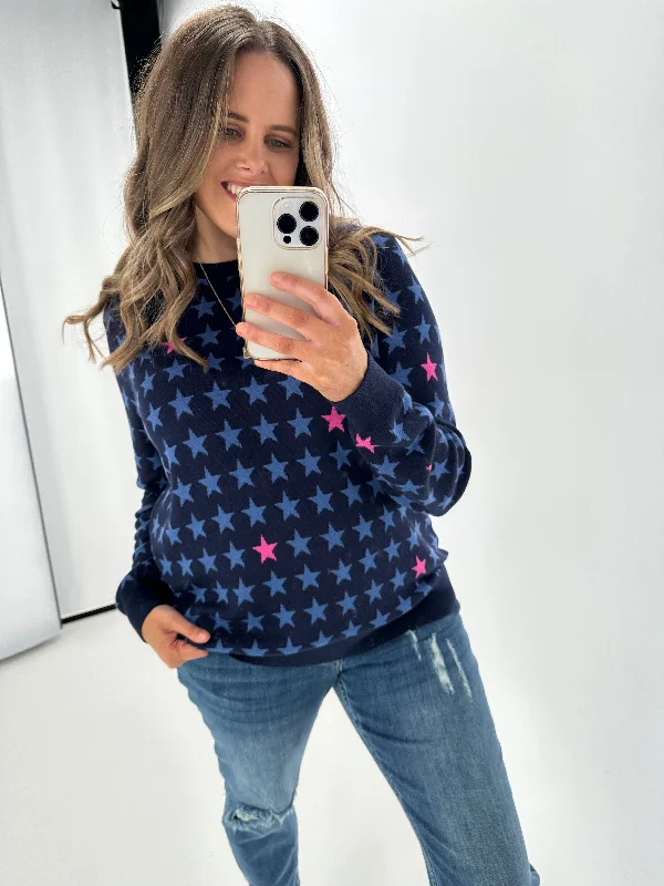 Women's Sleeveless BlouseSugarhill Brighton Rosie Jumper Colourpop Stars Navy