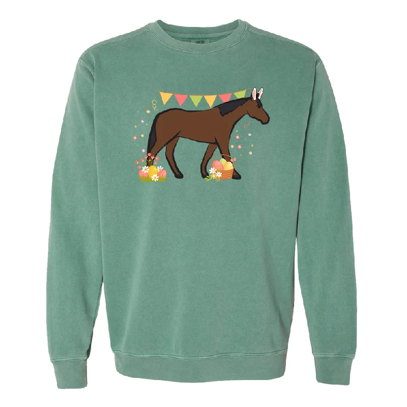 Women's Blouse with Peter Pan CollarSpring Easter Horse Crewneck (S-3XL) - Multiple Colors!