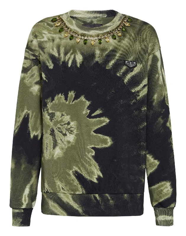 Women's Blouse with Lapel CollarSweatshirt  Tie dye