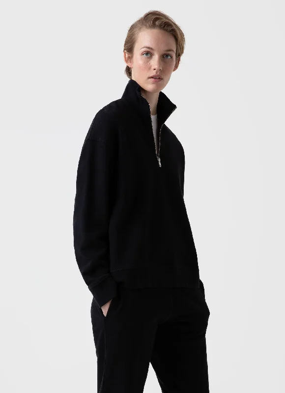 Women's Blouse with Peter Pan CollarWomen's Half Zip Loopback Sweatshirt in Black