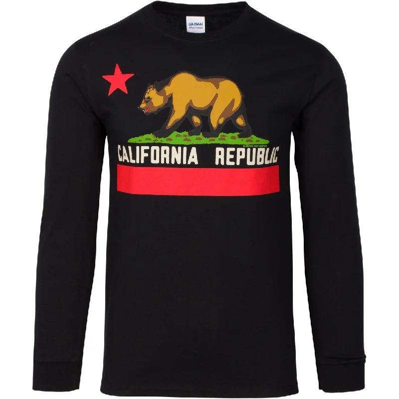 Women's Blouse with Wide CollarCalifornia State Flag - Borderless Black Long Sleeve T-Shirt