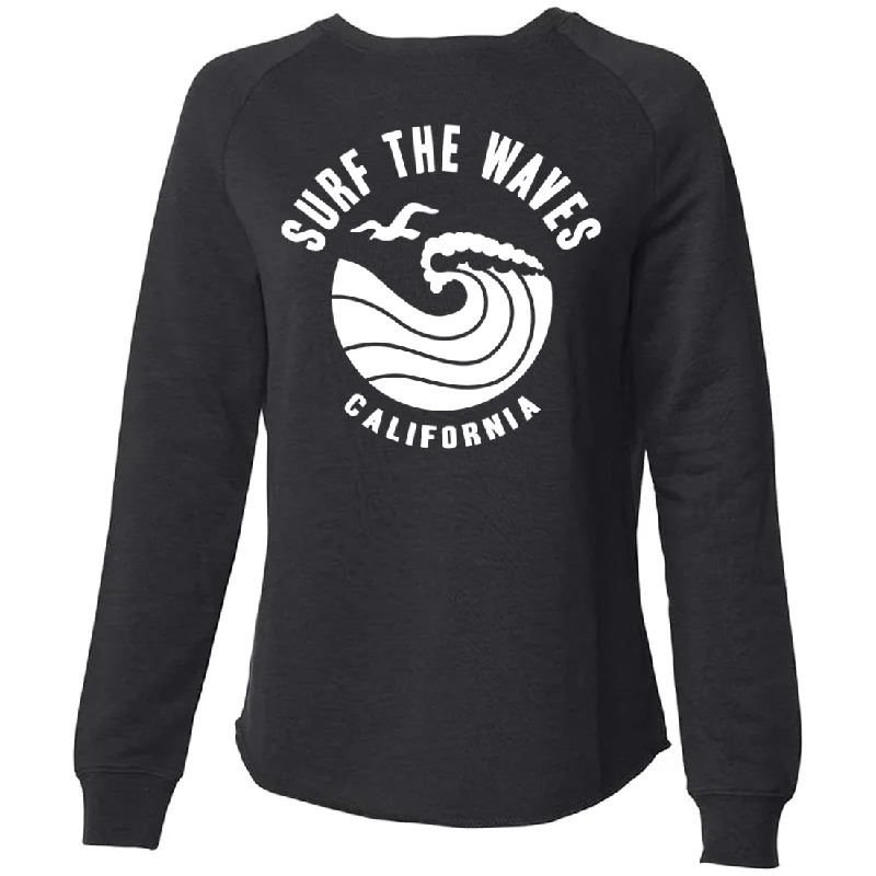 Women's Blouse with U-Shaped CollarSurf The Waves Super Soft Crewneck Sweater